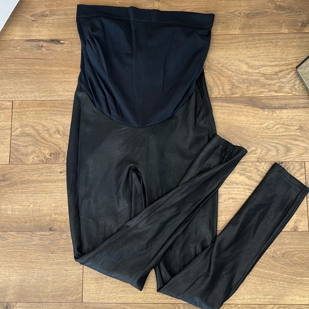 Spanx faux leather maternity leggings
